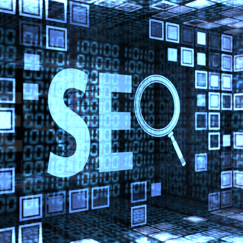 beeld scherm met seo er op met blaue achtergrond